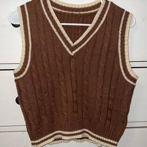SHEIN Brown/White Sweater Vest